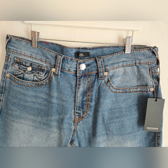 TRUE RELIGION Geno Big T Flap Relaxed Slim Jeans Sz 36 - Picture 4 of 9